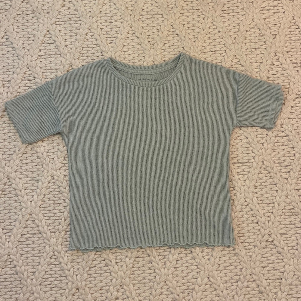American Eagle Green Waffle T-Shirt